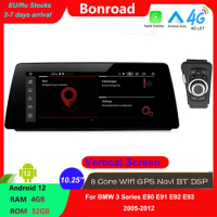 Bonroad 10.25'' BMW E90 Android 12 Vertical Car Multimedia Player For BMW E90 E91 E92 E93 Carplay GPS Navigation 4G WIFI Radio