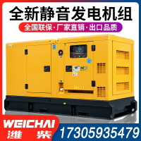 濰柴無刷靜音50KW柴油發電機組30/80/100/150/200千瓦380V三相KVA