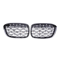 Car Diamond Front Kidney Grille Silver For-BMW F48 F49 X1 2016-2019 Black+Silver