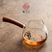 日式耐熱加厚公杯玻璃公道杯創意錫花側把功夫茶具分茶器茶海大號