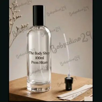Botol parfum kosong Bodyshop bening 100ml type press tutup hitam/silver/Pakai alat/bottle parfume/Ha