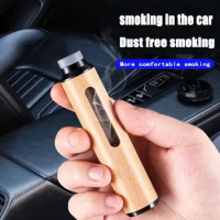 Portable Car Dust-free Ashtray Mini Wooden Anti Soot-flying Mobile Cigarette Cover Filter Holder Smoking Accessories