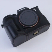 Pu Leather Camera Bag Bottom Opening Version Protective Half Body Case Base For Sony A7IV A7M4 / A7SIII A7SM3 / A1