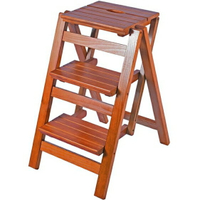 實木家用多功能摺疊梯子三步梯椅梯凳室內登高梯木梯子置物架 nms 樂活生活館