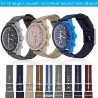20mm Quick Release Nylon Watchband for Omega for Swatch Joint MoonSwatch Planet Series Weave Canvas Strap Women Men Bracelet