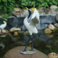 1pc Garden Statue Decor Crane Sculptures Creative Exquisite Yard Art Miniature Bird Statues For Desktop Porch Fairy Garden