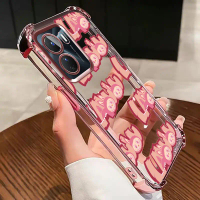 เคสโทรศัพท์ LABUBU ดีไซน์ตัวอักษรสีชมพูยิ้มโง่ เข้ากันได้กับ vivo Y15S, Y15A, Y01, Y16, Y56, Y22S, Y
