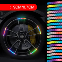 20Pcs Auto hub reflective sticker creative bright color tire sticker warning sticker electric car luminous decorative sticker