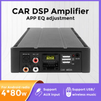 2024 New 4*80 DSP Adjustment Power Amplifier For Car Radio Multimedia Video Player Support Optical fiber/Coaxial/AUX/RCA/USB/BT
