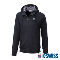 K-SWISS  Hoodie W/Fur Jacket 刷毛連帽外套-男-黑