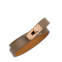 Hermes mini Kelly 雙圈牛皮手環 (大象灰Etoupe x 玫瑰金色) bracelet