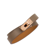 HERMES 愛馬仕 mini Kelly 雙圈牛皮手環 (大象灰Etoupe x 玫瑰金色) bracelet