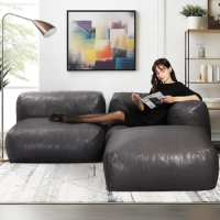 Large Bean Bag Chairs for Adults,Module Bean Bag Sofa - Memory Foam Filled, Removable Cover,PU Leather Bean Bag Chair Lazy Chair