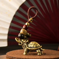 黃銅貔貅玄武龜鑰匙扣掛件創意個性手工編制繩車鑰匙鎖匙圈環