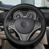 【Car steering wheel cover】 Car Steering Wheel Cover Microfiber Perforated Leather For BMW E90 320i 3