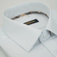 【金安德森】經典格紋繞領白色吸排窄版短袖襯衫