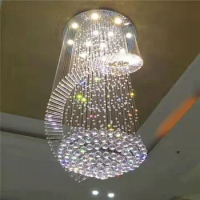 Modern Long LED Spiral Crystal Chandeliers Lighting For Staircase Stair Lamp Showcase Bedroom Living Room Hotel Hall Home Decar