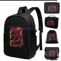 Funny Graphic print Retro Aegis Gundam USB Charge Backpack men School bags Women bag Travel laptop bag