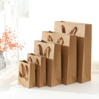10pcs/lot Multi Size Kraft Paper Bags Food Tea Gift Bags Sandwich Bread Bags Party Wedding Christmas Supplies Wrapping Gift Bags