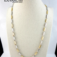 22.06 inch Bamboo Stainless Steel DoubleColor Chain 56Cm Diameter 3.8mm Never fade Necklaces For Women Men Fashion Jewelry LR550