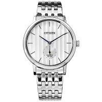 CITIZEN 星辰表 日本機芯礦石強化玻璃不鏽鋼手錶-銀白色/39mm