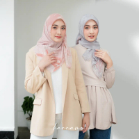 HARRAMU Jilbab Segiempat Motif Ganiyah Voal Paris Premium Hijab Segi 4 Empat Kerudung Square Laser C