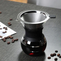 Reusable Glass Coffee Pot with Stainless Steel Filter Drip 200ml 400ml Coffee Pot Dripper Barista Pour Over Coffee Maker