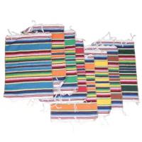 Mexican Table Place Mats,Mexican Assorted Placemats Mexican Party Wedding Decorations, Fringe Blanket Table Runner 12 x 16 Inch