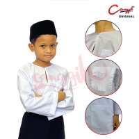Canggih Baju Melayu Johor Sekolah Agama - White - CG-BJ 401 Cotton Button Long Sleeve Clothing Schoo