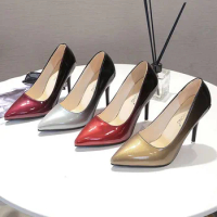 Women's Pointed Toe Thin Heels Patent Leather Wedding Party Ombre Shoes
