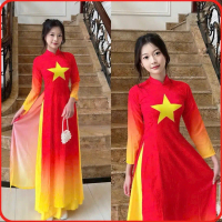 Áo Dài sao vàng loang mã L01 đủ size S/M/L/XL/2XL/3XL/4XL/5XLCOD VN