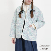 Samansa Mos2  2WAY兩面穿甜美印花絎縫夾克外套