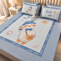 Cartoon Summer Cool Mat Double Queen Bed Sheet Latex Cool Feeling Ice Fabric Mattress Cover Foldable Air-conditioning Bedspreads
