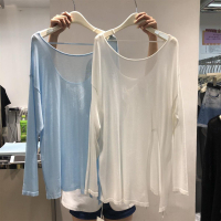 เสื้อคลุมชายหาดฤดูร้อนไขมัน mm200 กันแดดแขนยาวทรงหลวมไซส์ใหญ่ใส่แล้วดูผอมเพรียว