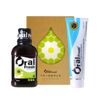 【歐樂芬】口腔護理禮盒-敏感防護牙膏120g+天然口腔保健液300ml(無氟蜂膠牙膏、漱口水/牙齦護理/口感溫和)