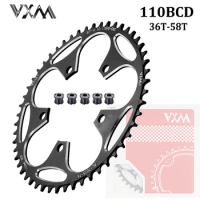 VXM 110BCD Road Bike Narrow Wide Chainring 36T-58T Bike Chainwheel For shimano sram Bicycle crank Accessories with 5 Disc Screws