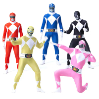 Kostum Power Rangers, Tema Halloween, Baju Badan Penuh Zentai, Untuk Dewasa dan Kanak-kanak, Kostum 