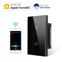 Wireless WIFI Smart Home Touch Light Switch Siri Voice Control Timing Work With Apple Homekit Neutral Wire Required US Standard