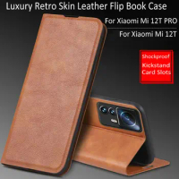 For Xiaomi Mi 12T Pro Retro Skin Luxury Leather Case Flip Stand Wallet Book Cover For Xiaomi Mi 12T Pro Mi12T Mi12 T Phone Bags