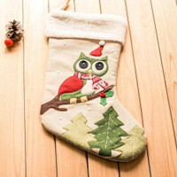 ✤宜家✤超可愛聖誕襪 聖誕節裝飾品 禮物袋 禮品(復古貓頭鷹綠色款/ 復古貓頭鷹藍色款 )