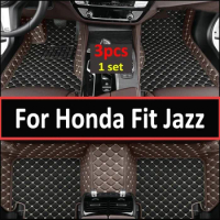 Car Floor Mats For Honda Fit Jazz GK3 4 5 6 7 2014~2020 pet Mat Luxury Leather Rug Interior Parts Accessories GH7 GP5