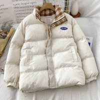 白色立領面包服女新款冬季小個子加厚保暖棉服外套chic