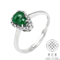 【漢石齋】天然翡翠A貨 葫蘆造型設計戒指 冰種滿綠(6.9*5.5mm/活圍戒指)