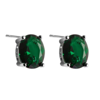 Created Emerald 925 Sterling Silver Fashion Earrings PPE03