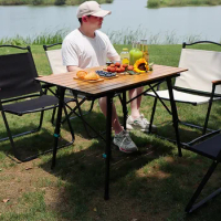 Camping Folding Table Outdoor Ultra-light Portable Aluminum Alloy Liftable Egg Roll Table Nature Hike Tourist Picnic Supplies