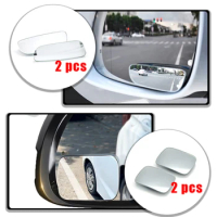 2Pcs Car Rearview Convex Frameless Blind Spot Mirrors Auxiliary Mirror Auto Motorcycle Universal Wide Angle Adjustable Mirrors