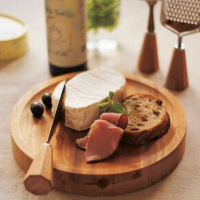 日本 IBUKI ATTA 木製圓形砧板附餐刀 可當餐盤 露營 野餐【南風百貨】