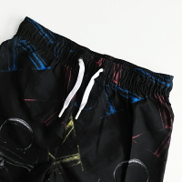 美國百分百【全新真品】Calvin Klein 海灘褲 男款 青年版 綁繩 CK 衝浪褲 LOGO 滿版 黑色 CL95