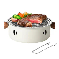 Stainless Steel Charcoal Grill Portable BBQ Grill With Wood Handle &amp; Net Lifter Table Top Barbecue Stove Outdoor Camping Picnic