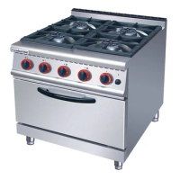 Commercial Kitchen 4 Burner Freestanding Gas Stove With Oven, Industrial Lpg Burner Cooker Gas Stove